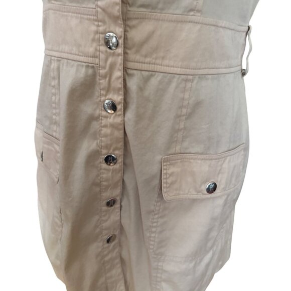 Marciano Beige Sleeveless Button-Up Utility Dress With Pockets Size S - Picture 3 of 7